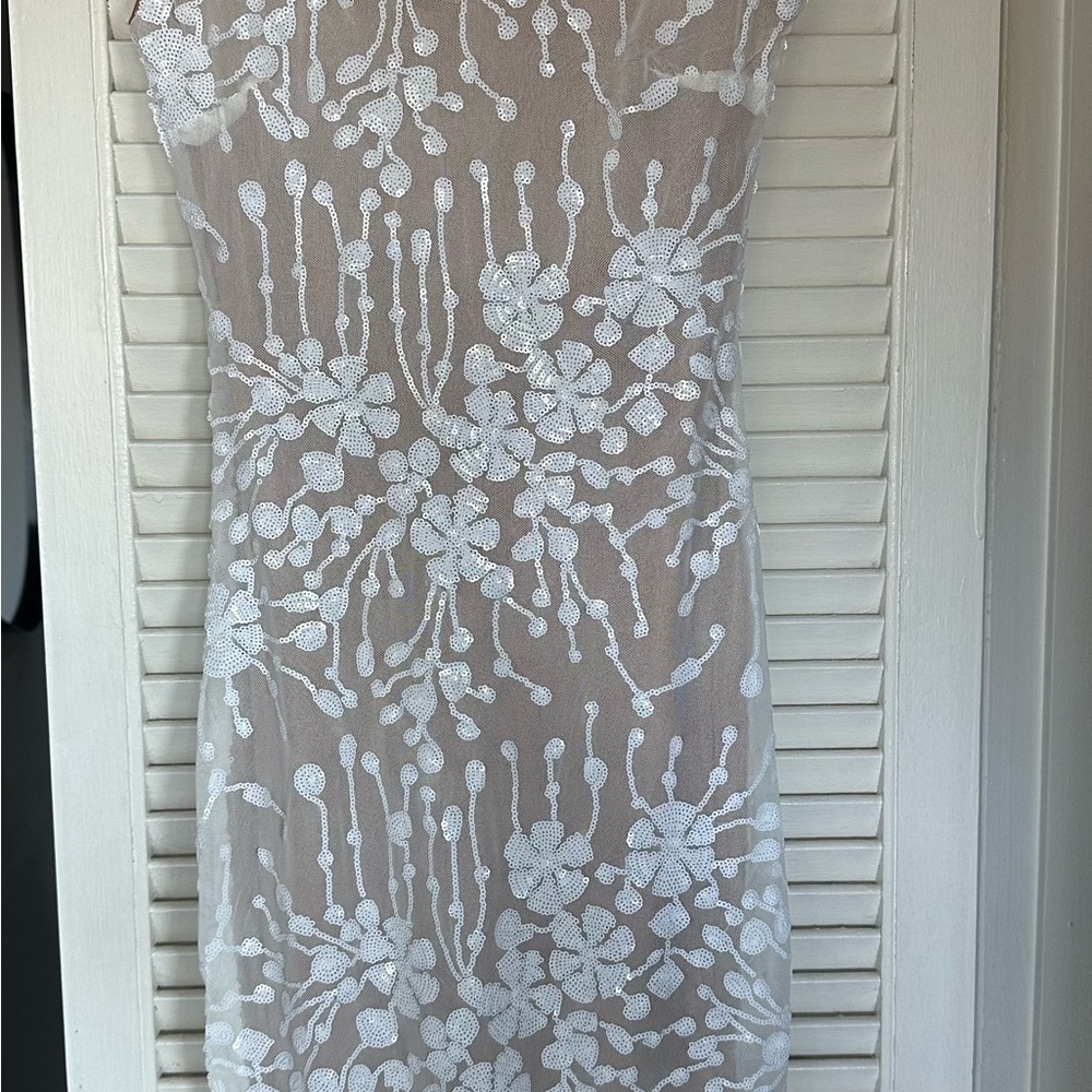 Midi Dress with White Lace and sequin